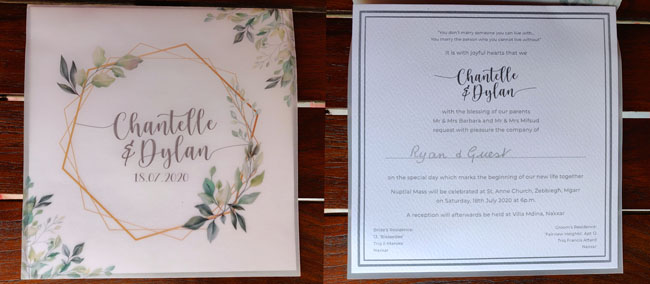 Chantelle & Dylan Wedding Card